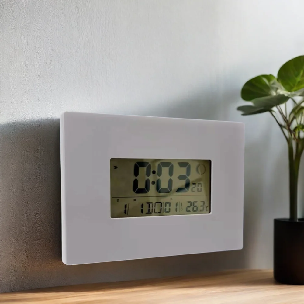 Digital RC Sensor Wall Clock 12/24h Display Repeat Signal Temperature Humidity Display Desktop Office Living Room indoor Use