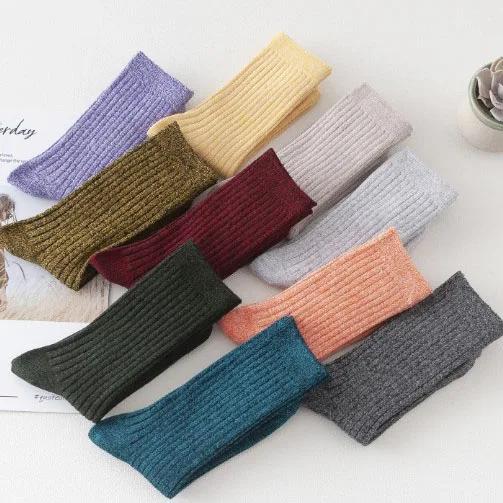 New Plain Ladies Rib Socks Custom Tube Women Comfort Hosiery OEM Dress Crew Slouch Socks for Women
