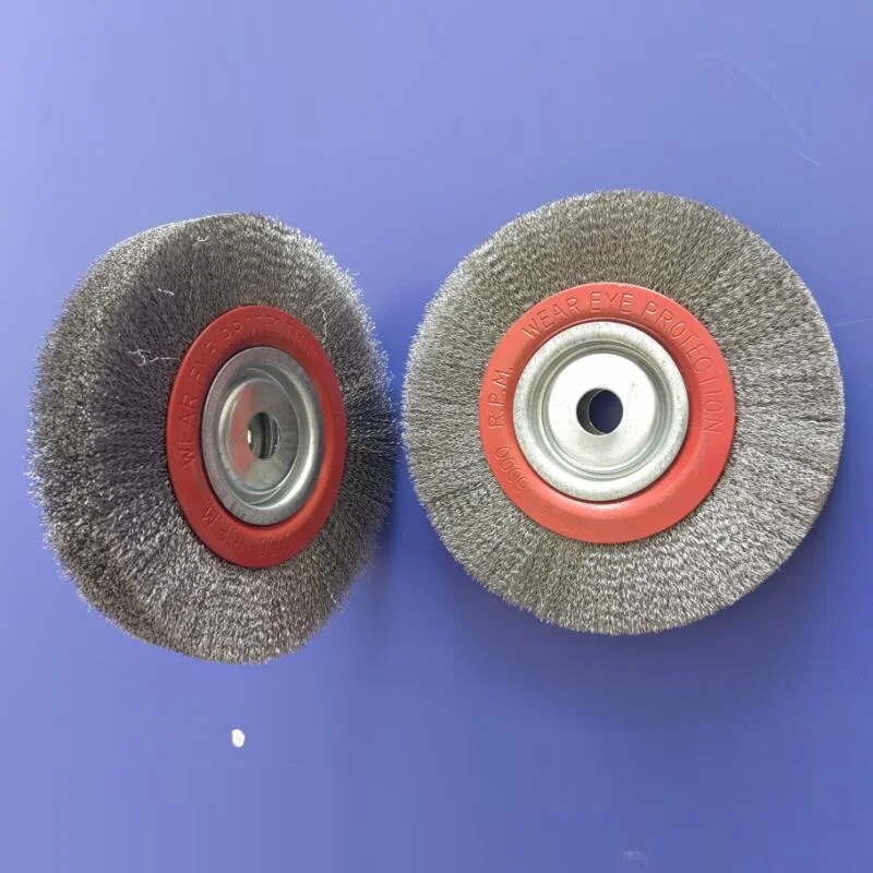Long Life 6 Inch OD Crimped Wire Stainless Steel Wire Polishing Brush Wheels
