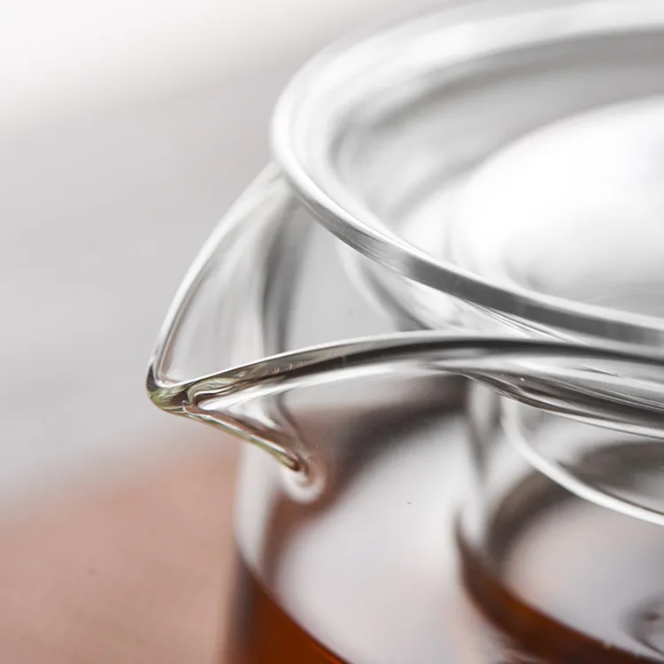 Household 500ML explosion-proof transparent glass flower teapot with steel filter