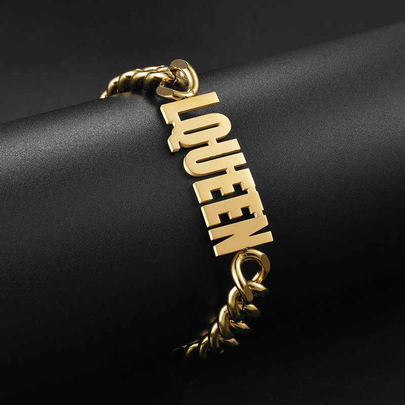 Stainless Steel Bracelet For Men Women Stylish Thick Chain Customized Name Bracelet