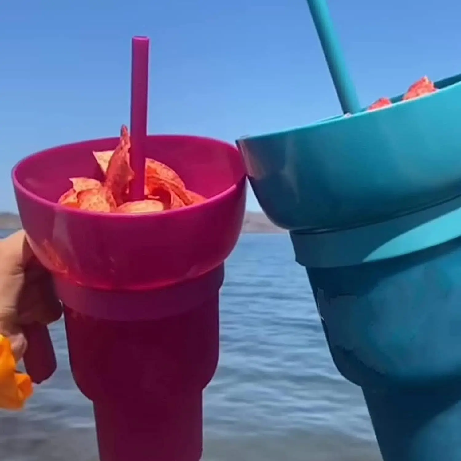 Tik Tok pop 32oz Стадион Стакан Пластиковая чашка для закусок и напитков Попкорн Чипс Кола Кружка Чашка с подносом