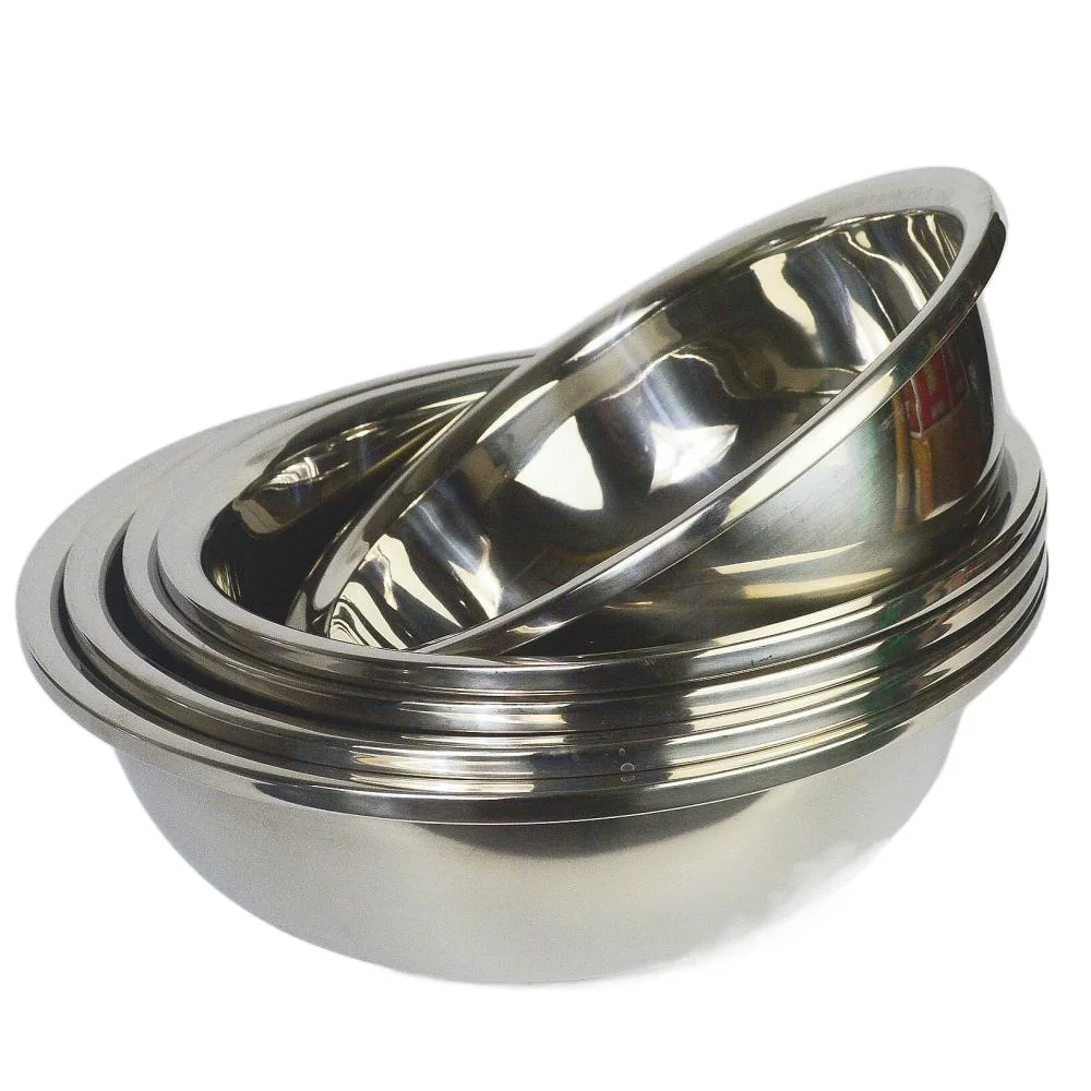 High quality full sizes stainless steel round shape salad bowl coated mixing bowl