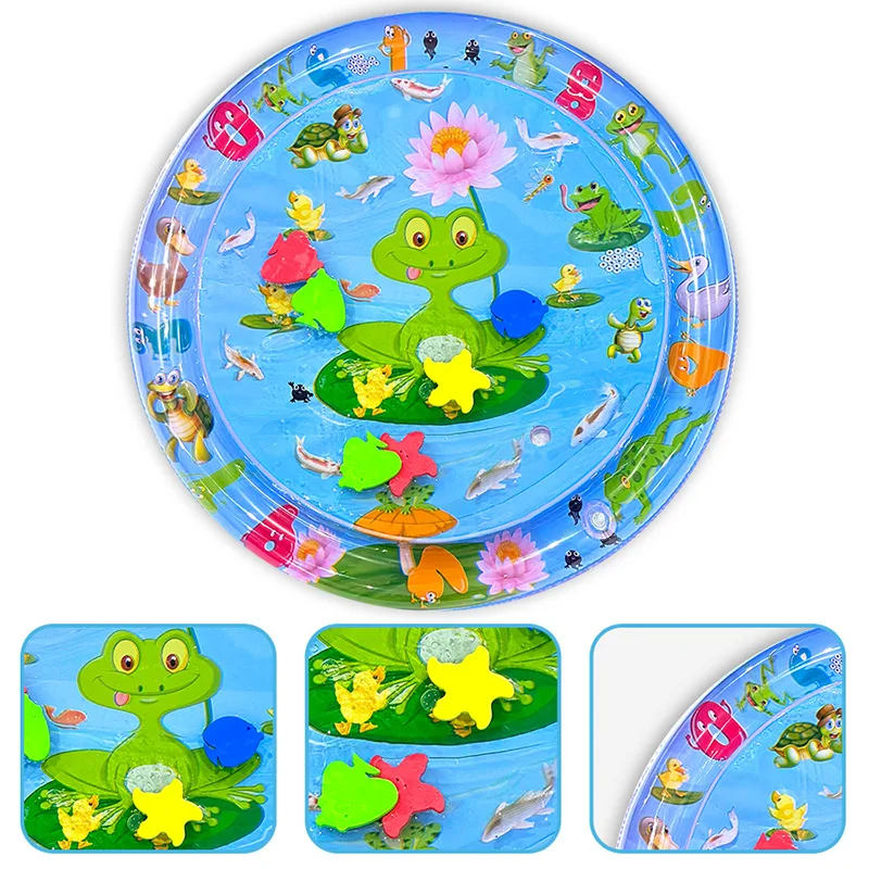 Eco-friendly PVC portable convenient inflatable infant baby water play mat for learning Tummy time play mat