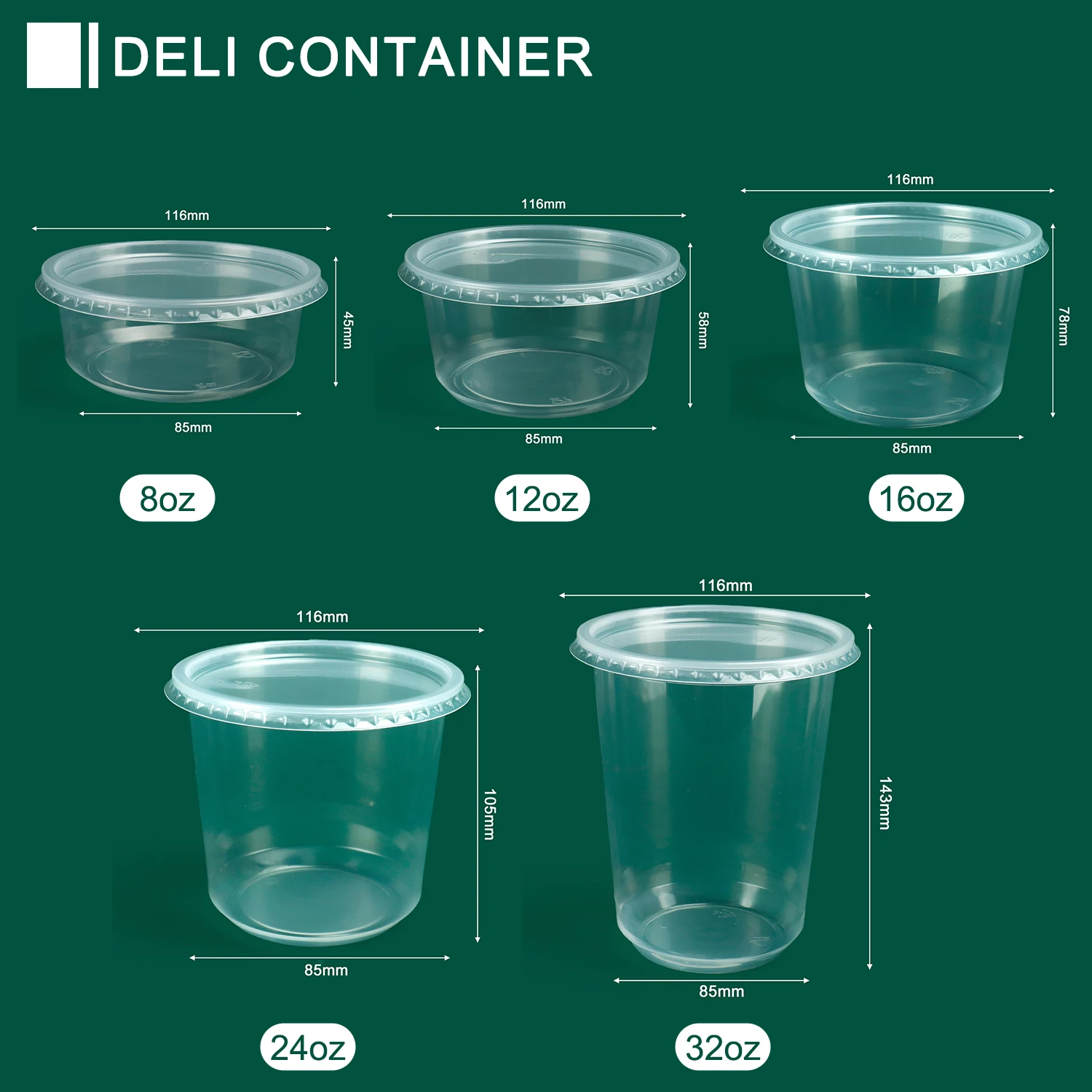 Airtight Round Clear Plastic Soup Cup Disposable Meal Prep Food Storage Containers PP PLA Food Tub Box With Lids