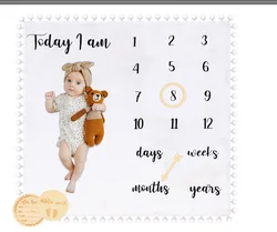 custom flannel fleece premium baby milestone blanket new born baby monthly growth blanket