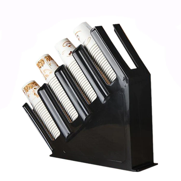 Coffee Shop Condiment Storage Shelf Coffee Condiment Organizer Storage 4 Grids Black Acrylic Cup Shelf