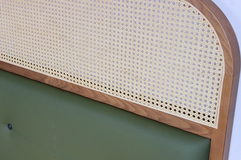 Оптовая продажа с фабрики, Скандинавская мебель для дома и спальни, кровать из цельной древесины, ротанговая тростниковая двойная кровать 1,5 м, 1,8 м