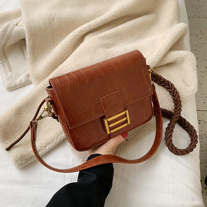 Women OEM Fashion Hotsale Mini Square Stone Pattern Fringe Jelly Handbag