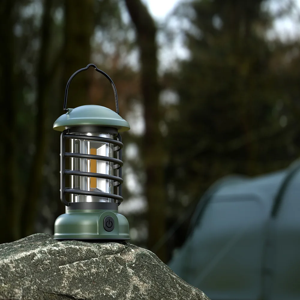 400 lumens portable outdoor camping lantern 3*AA dry battery led retro camping light hangable COB tent light
