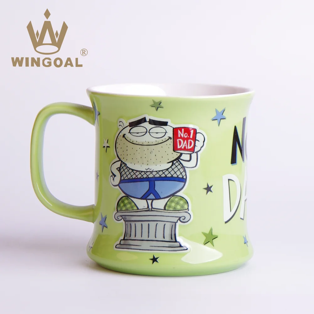 Light green cartoon mugs Big glass of water Big cup Large cup tea mugs manufacturer wholesale