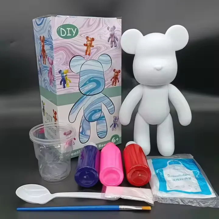 Hot Sales Fluid Bear Handmade DIY Violent Bear Acrylic Paint Fluid Bear model Set For Kids and Adult with Pigment And Toolkits