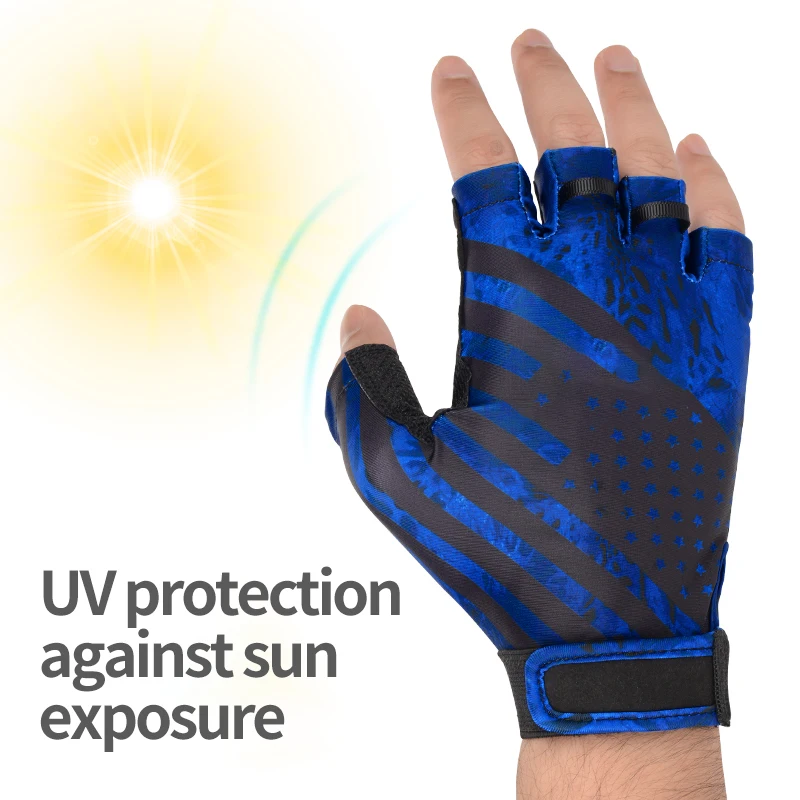 Outdoor Manufacture Custom logo Fingerless Fish Gloves Non-Slip Breathable Outdoor Gloves Half Finger Running  Gloves