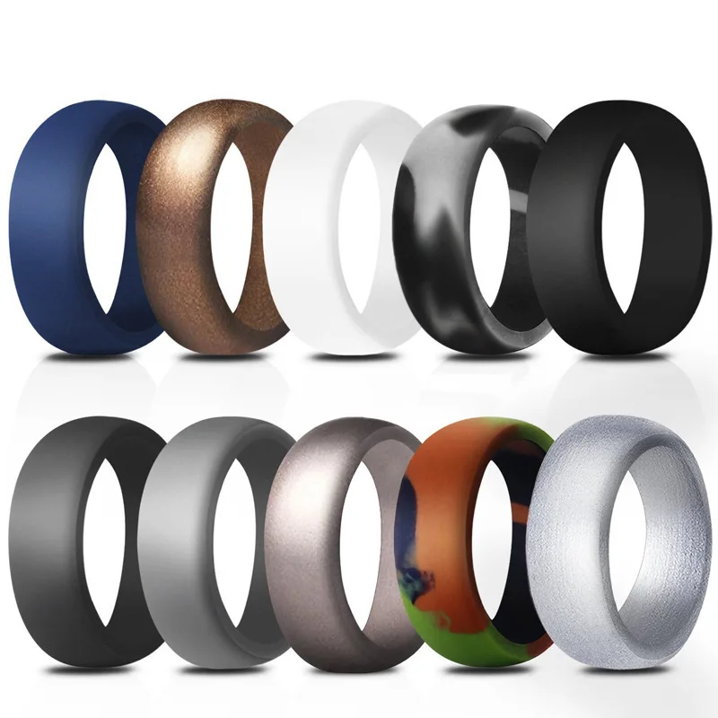 2023 Silicone Wedding Ring for Men 8.7mm Wide - 2.5mm Thick Rubber Wedding Band