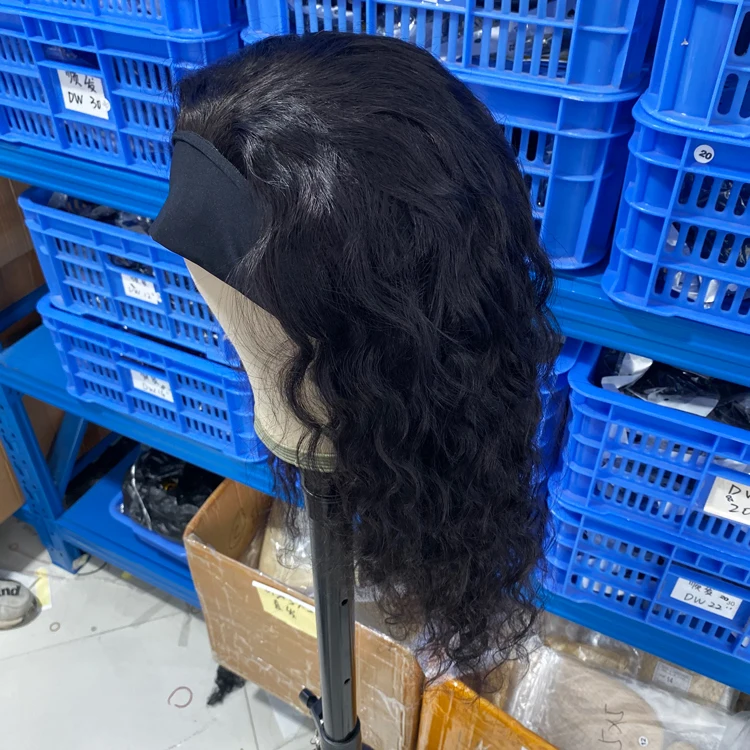 
Factory Price human hair bangs long dropship 50 in wig,200% density human hair blend silky wig,best selling water wave 13x6 wi 