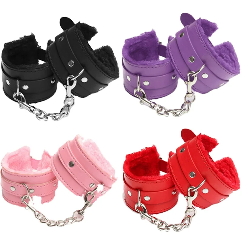 Valentine Soft Furry Leather Fur Hand Cuffs Adult Sexy Sm Bondage