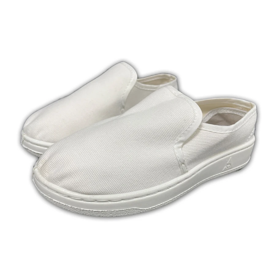 Lightweight Washable White Canvas SPU Outsole Anti-Static Cleanroom Lab Cleaning ESD Work Shoes