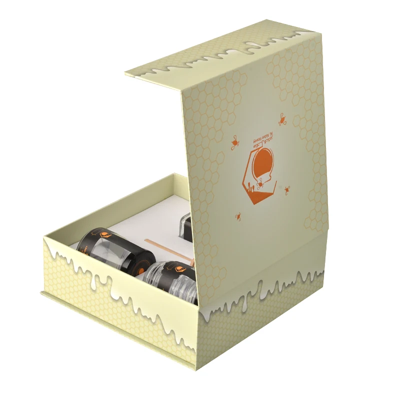 
Custom Bee Honey Jar Package Box Elegant Magnetic Gift Box Luxury Honey Packaging For Honey Bottle 