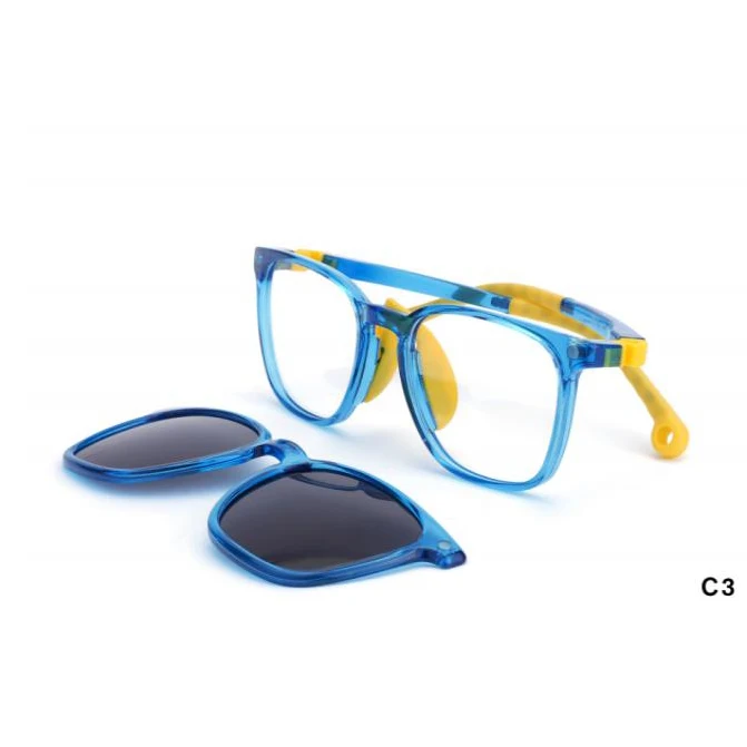 Custom logo Kids  Clip on eyeglasses Comfortable & Detachable Children TR90 Optical frames with Sunglasses clip-on cover