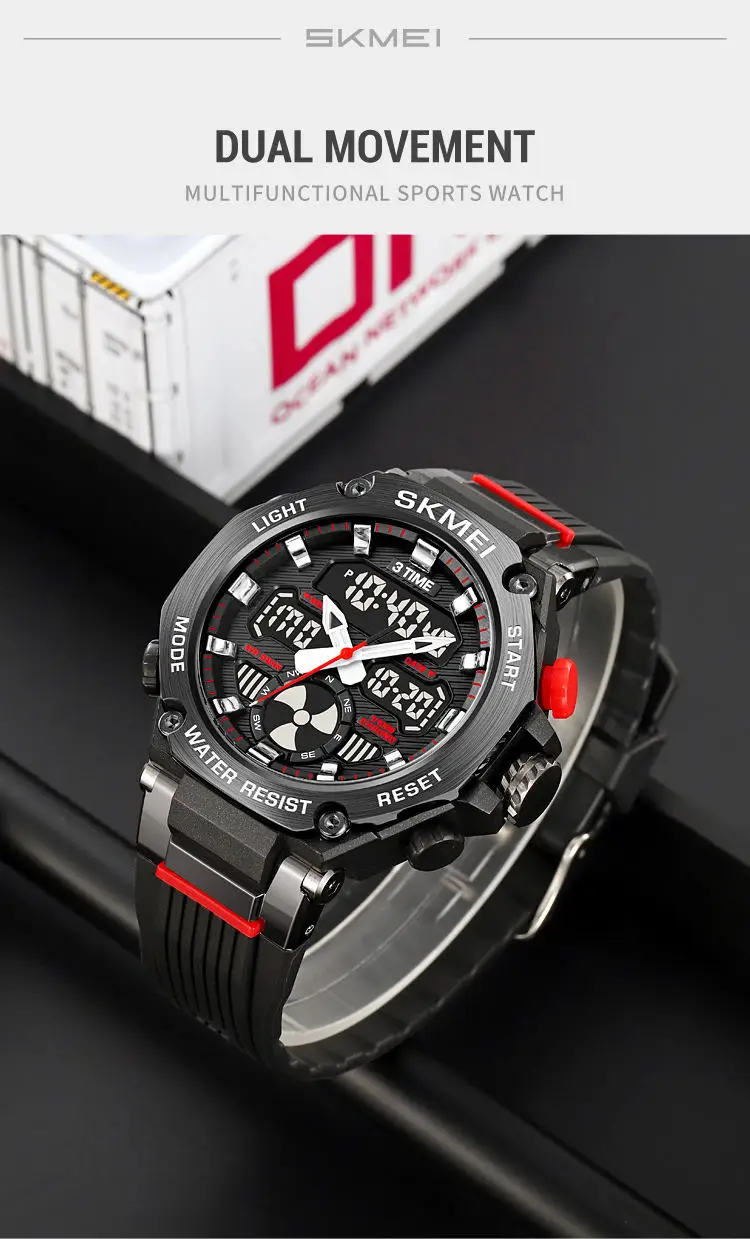 Skmei 2223 custom face  gents quartz watch stylish Silicone band double display Chronograph character business wrist watch