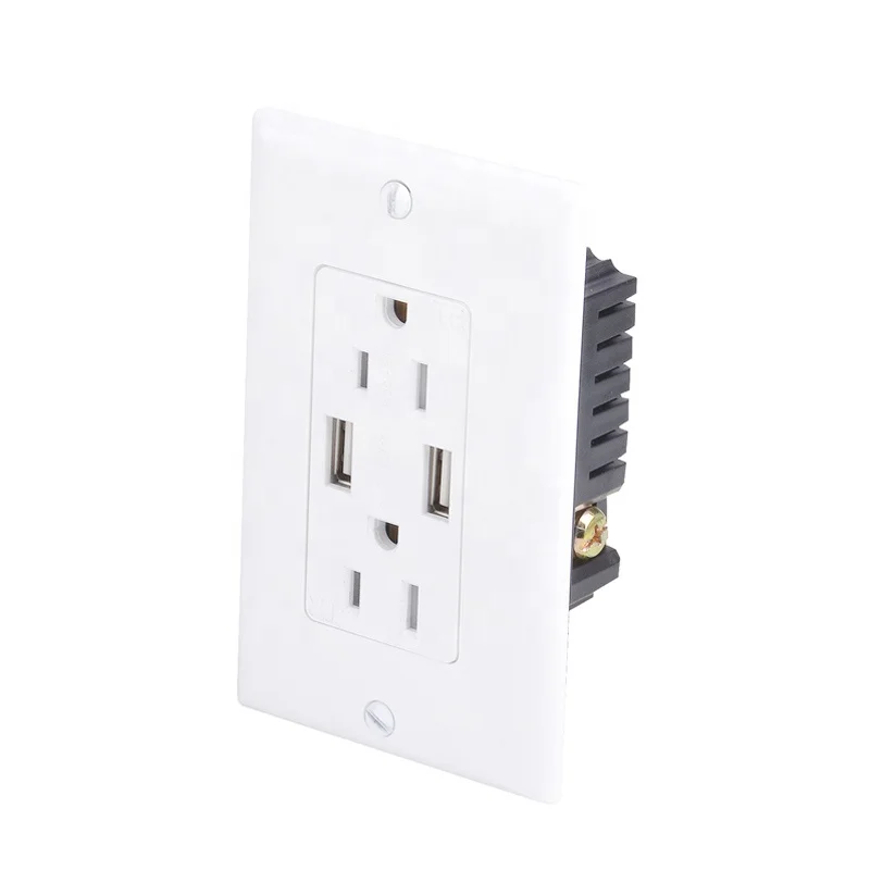 American Dual power receptacle Type A USB port wall socket duplex 2.1A Usb Outlet Sockets for Household