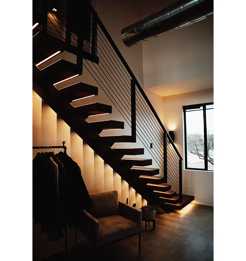 Decorating Stickers Staircase Pool Spiral Modern Steel Beam Floating Straight Staircase Kit Design Wooden Straight Led Stair