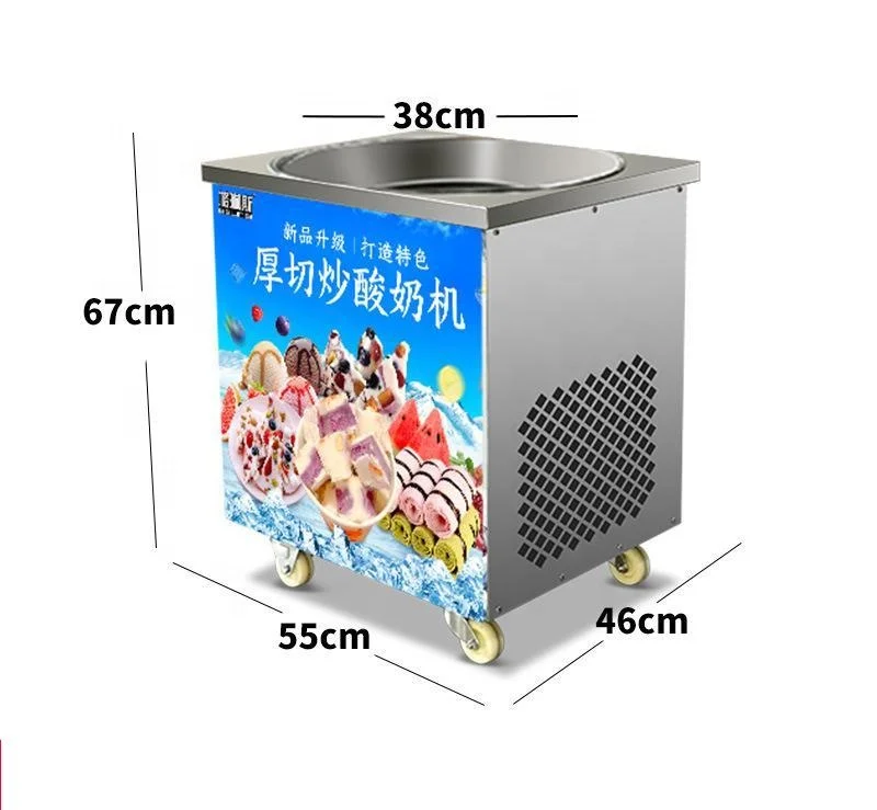 OEM 110V/220V Commercial Thai fried ice machine fried fruit Matcha ice cream machine long pot thick cut fried ice machine
