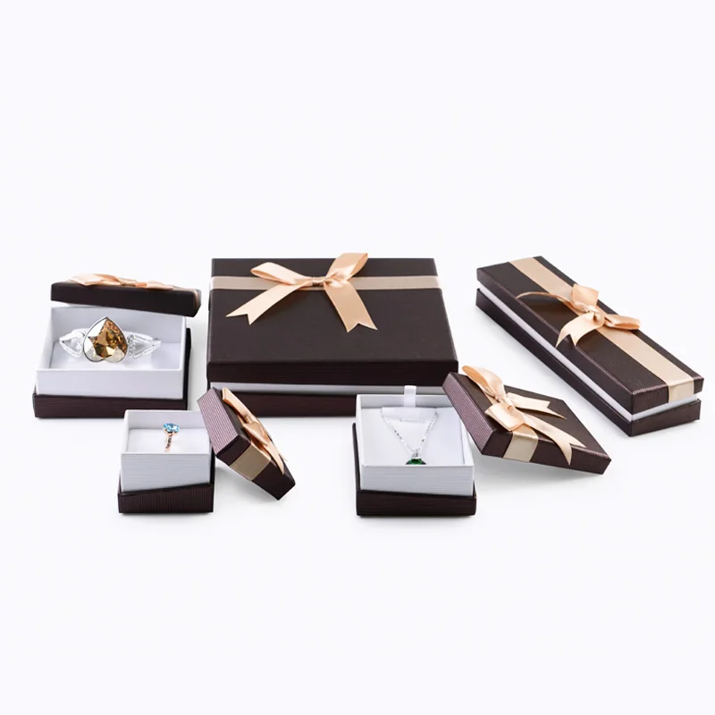 
Custom Log luxury extra large caja para joyeria Necklace Bracelet Ring cardboard packaging jewelry boxes with ribbon 