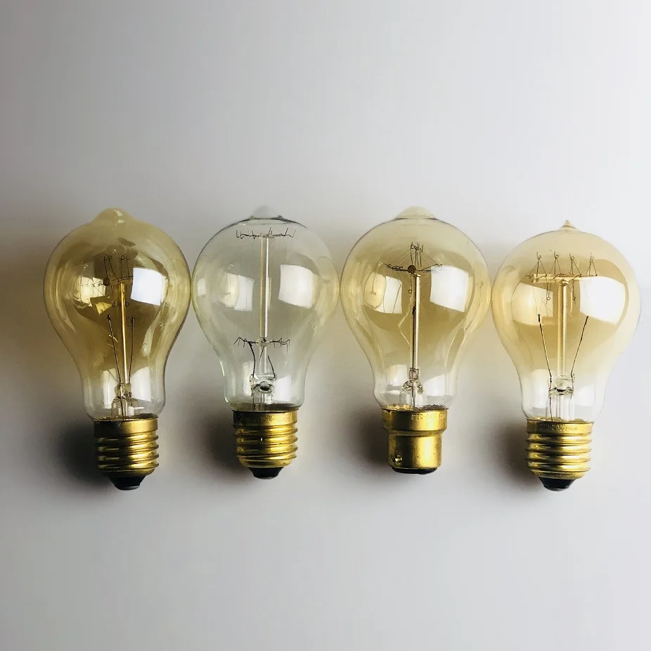 CE Certificate 25W 40W 60W 110V 220V E26 E27 B22 A19 Vintage Carbon Filament Edison Bulb