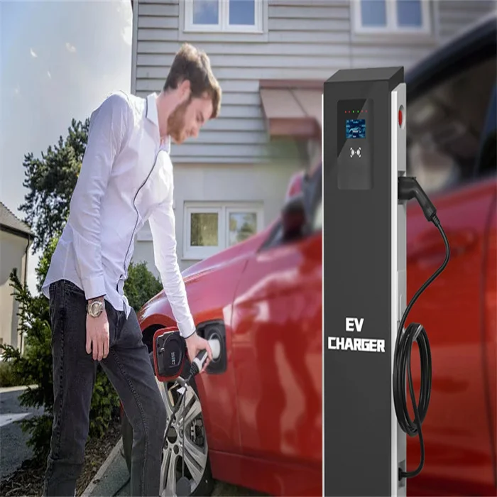 14KW 1-phase AC mode3 commercial fast car charger Type A RCD 4.3-Inch touch screen metal material station