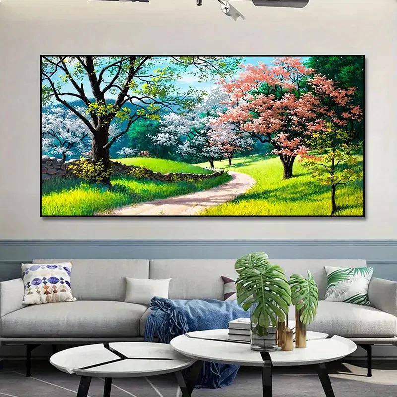 Nature Inspired Canvas Poster Vibrant Tree Landscape Painting Canvas Wall Art For Bedroom Office Living Room Wall Decor