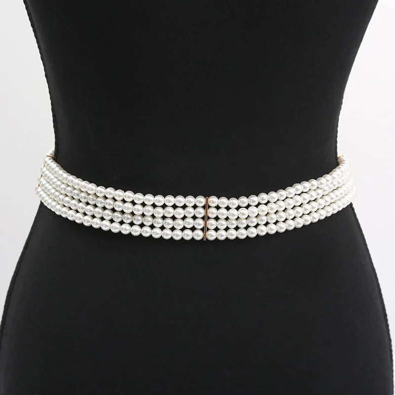 plastic pearl like beads  bridal wedding beaded four line belt