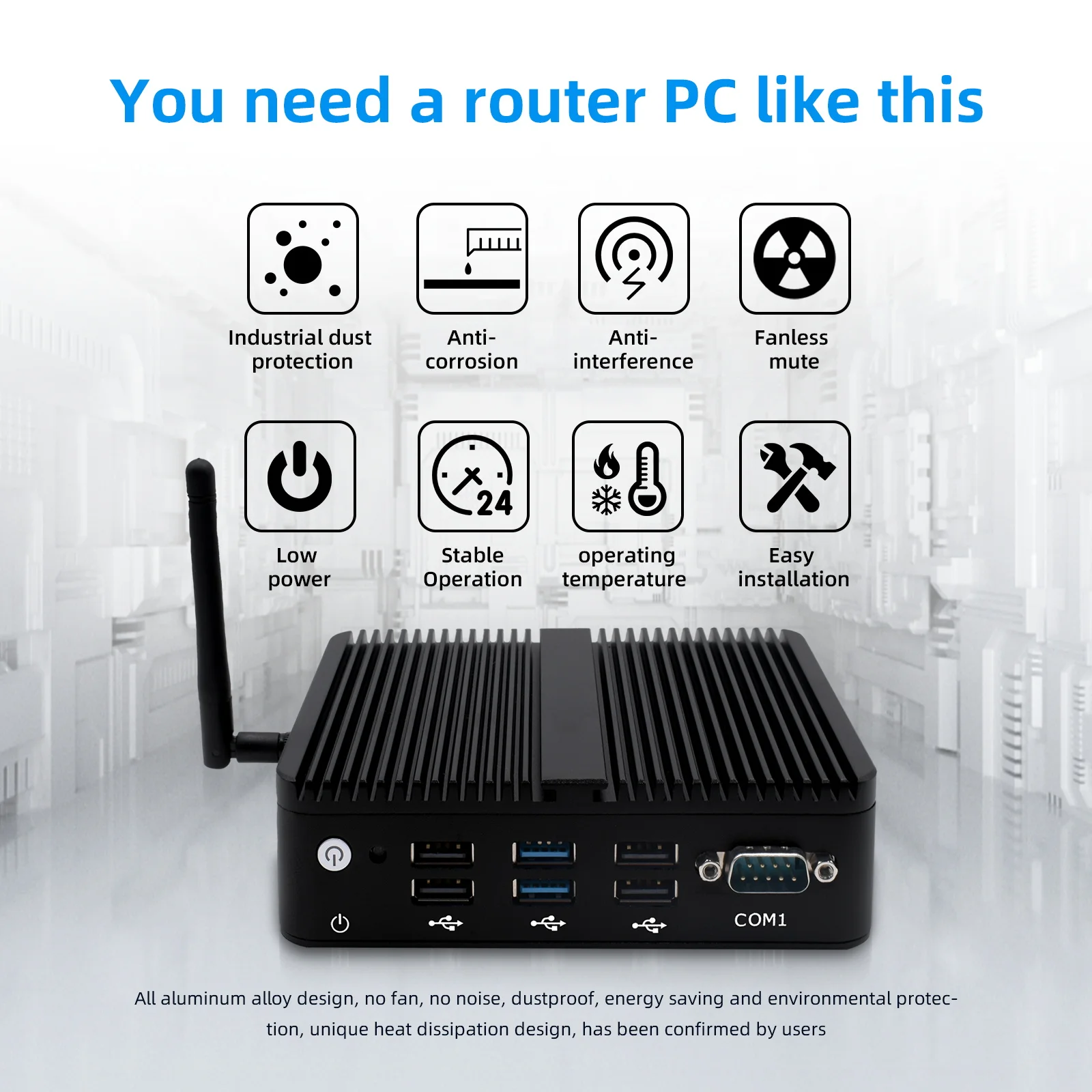 HYSTOU Fanless Industrial Mini DDR4 Low Power PC H3-J4125 models Firewall PC Celeron Desktop Computer