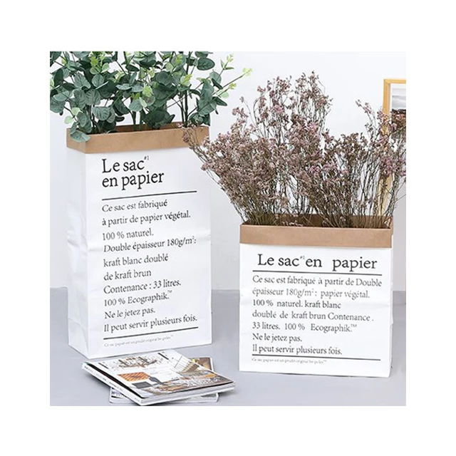 Elegant Nordic-Style Kraft Paper Bags for Gifts, Flower Storage, and Home Decor