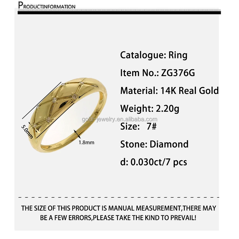 Real Gold Fine Jewelry AU585 14k Diamond Ring Women Finger Engagement Ring Gold Gift Chinese Factory 14K Gold Ring