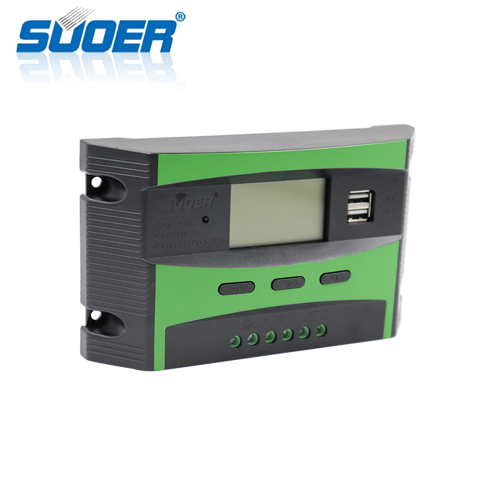 Suoer PWM solar charge controller 12V/24V Rated Voltage 10A 20A 30A 40A 50A 60A display solar panel controller