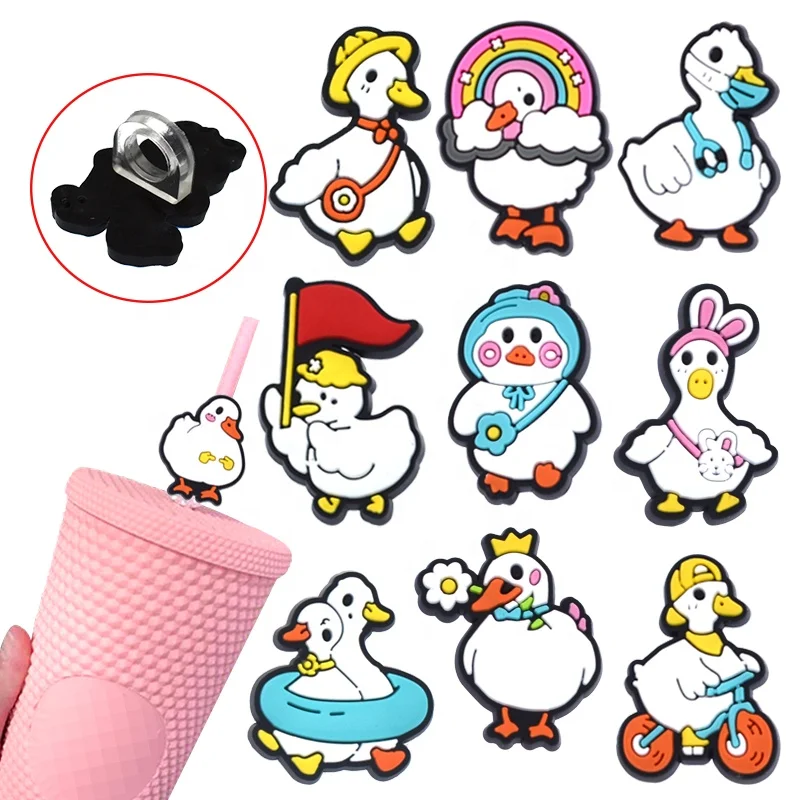 glass drink straw hat toppers cover accessories cute call duck pvc drink straw hat toppers cover accessories