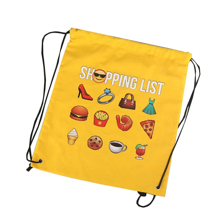 Custom color logo printed big cotton drawstring bags for clothes