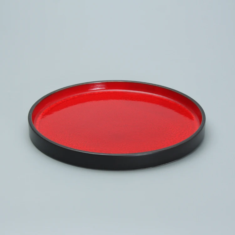 Hot Selling 16 Pieces Vintage Red Black Two Tone Color Restaurant Household Dining Plate Set Ceramic Tableware Dinnerware