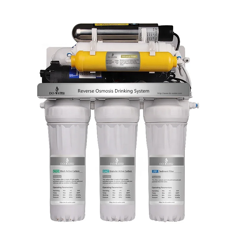 75 Gpd Salt Water Treatment Machine Household Reverse Osmosis Water Purfiler Filters With 7 Stages For Home Drinking Customized