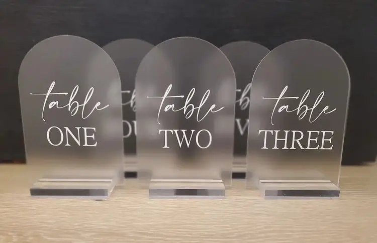 Clear Acrylic Blank Place Cards Laser Cut Sheet Place Plain Tiles Wedding Decoration For Table Numbers Guest Name