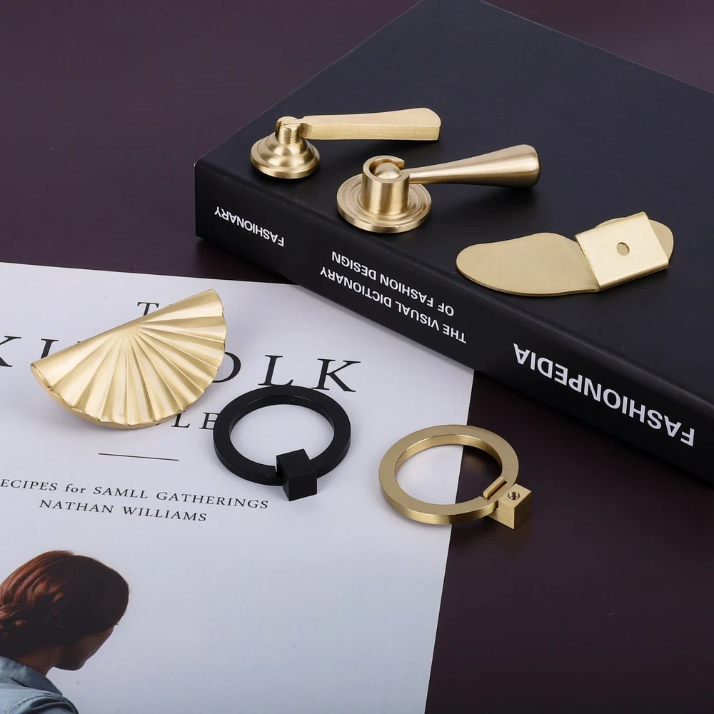 New Brushed Brass Kitchen Bedroom Furniture Cabinet Dresser Drawer Handle Pendant Metal Knobs