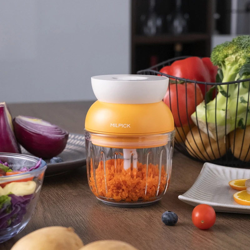 High quality food grade glass multifunction usb charging slicer spice garlic food chopper blender