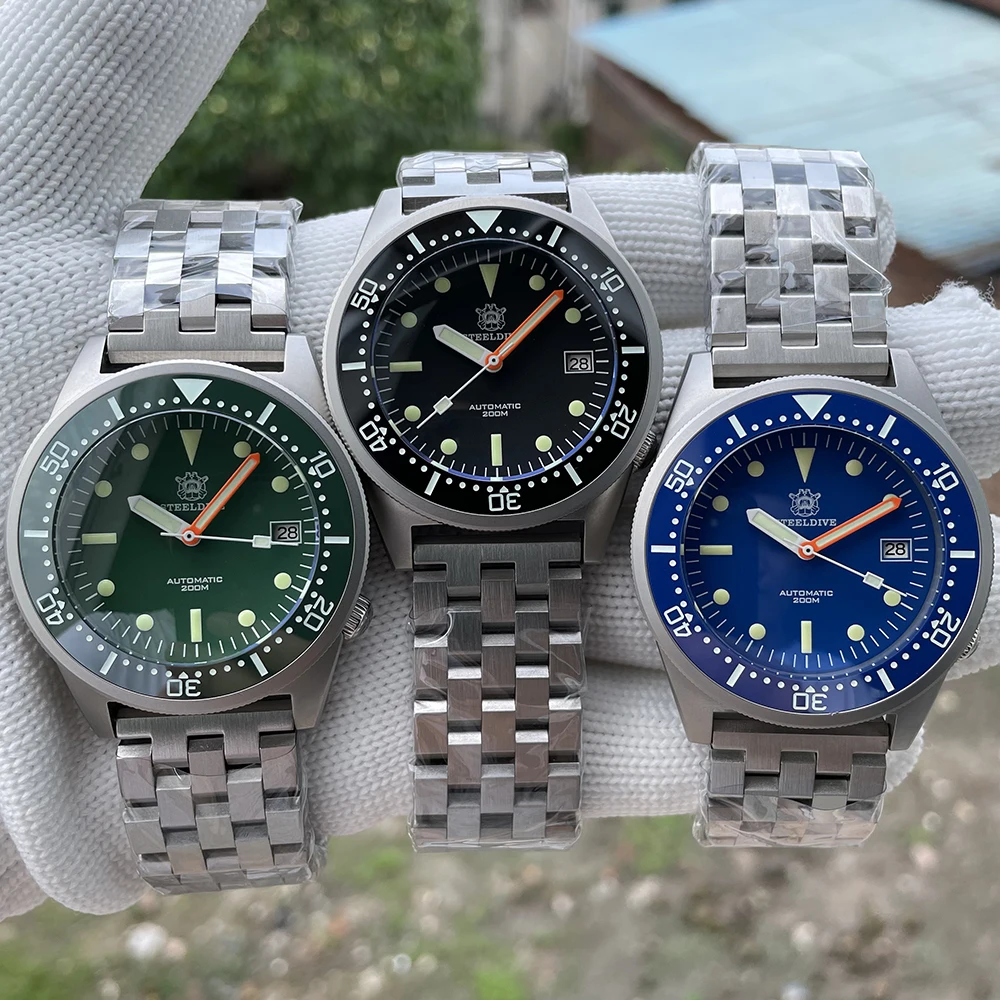 Factory Price! SD1979 Black Dial Steeldive Brand Stainless Steel High Quality 20ATM Waterproof Diving Watch with Sapphire glass