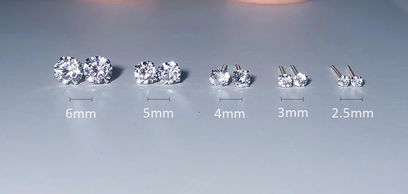 Fashion 925 Sterling Silver Clear Claw Setting  Cubic Zircon Stud Earrings Classic Silver earring