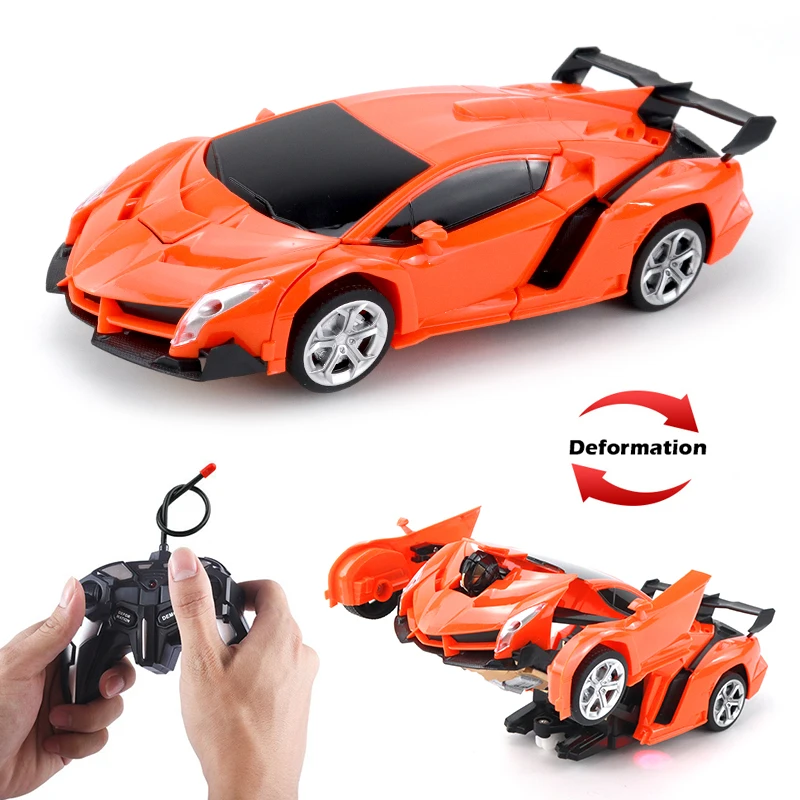 With Music RC Transformation Car Toy RC Car One Button Deformation into Robot Remote Control Car Transforming Robot Deformation