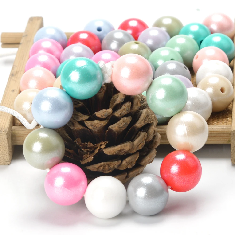 Low Moq Wholesale Food Grade Silicone Beads key Chain High Quality Luminous Silicone Beads 15mm Bulk Silicone Baby Teething Bead