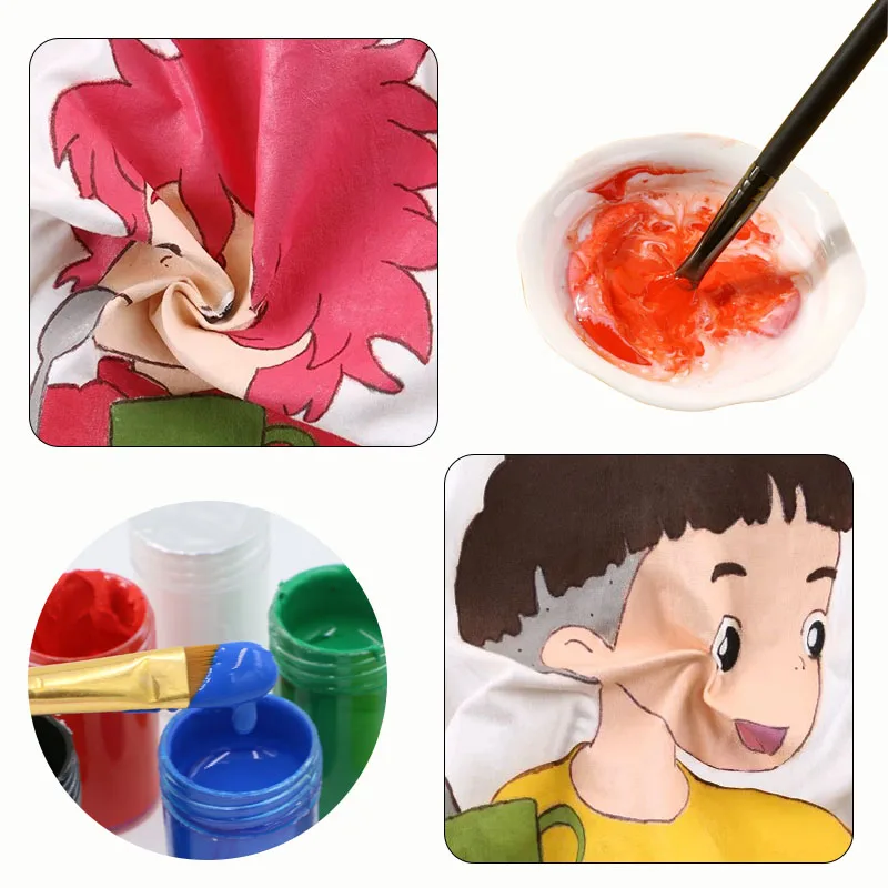Bview Art 6 Colors High Quality Waterproof T Shirt  20ml Fabric Paint for Cloth Textile Fabric