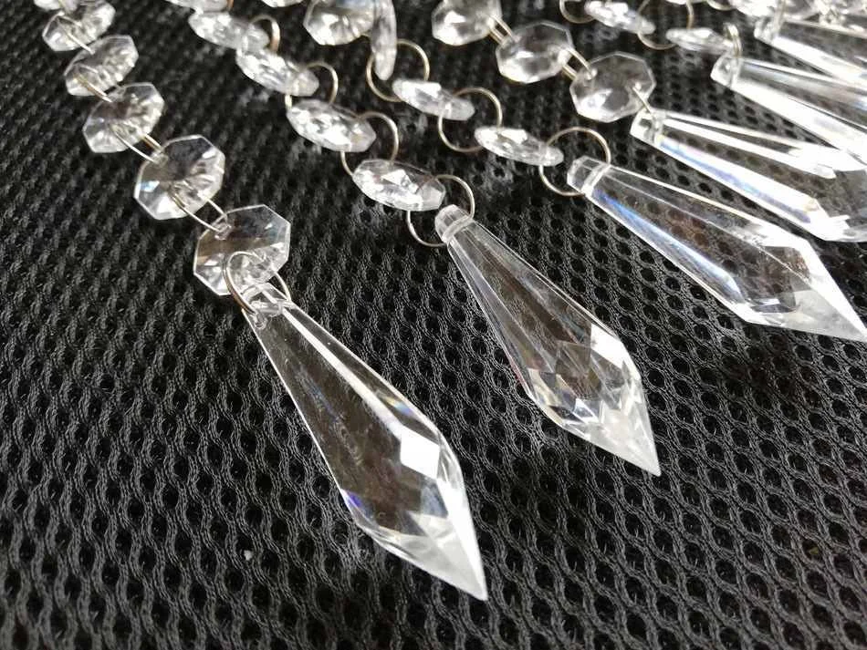 10 Acrylic Crystal Clear Beads Octagonal Beads Strand Hanging Curtain Garland Hanging Wedding Party Decoration Cake Topper Decor