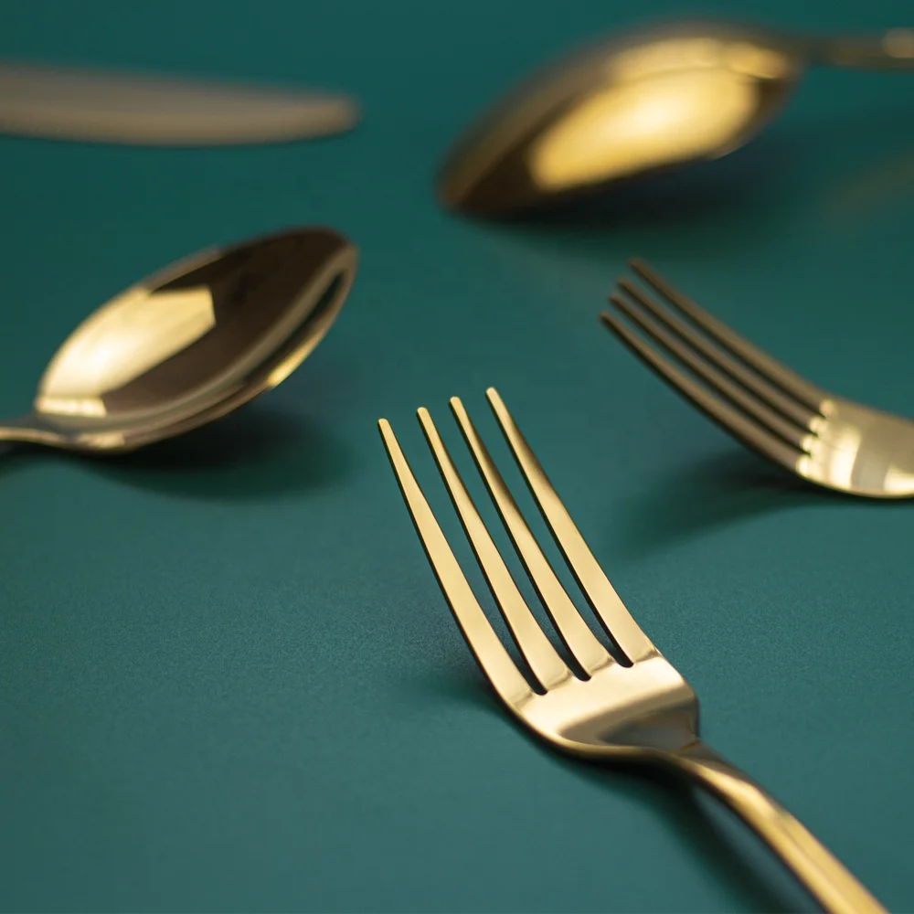 Snyno высококачественный набор золотых столовых приборов из нержавеющей стали, 24 шт., Подарочная коробка, столовые приборы золотого цвета, набор столовых приборов с футляром